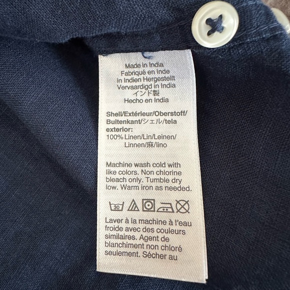 J. Crew Baird McNutt Irish Linen Dark Blue Casual Button-Down Mens Medium Slim - Picture 12 of 14